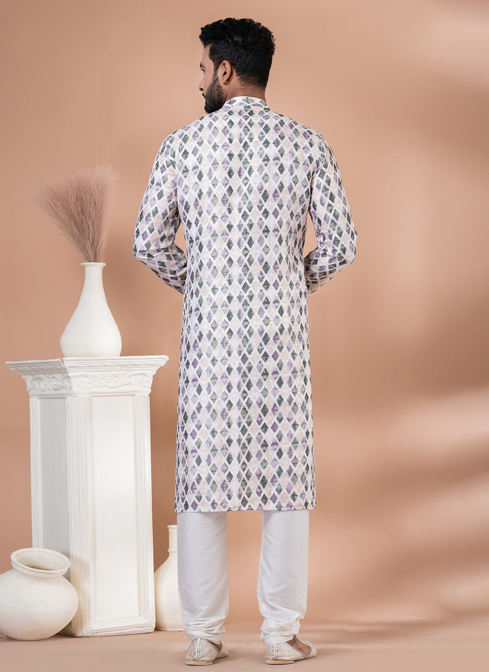 Digital Print Cotton Multi Colour Kurta Pyjama - M6991