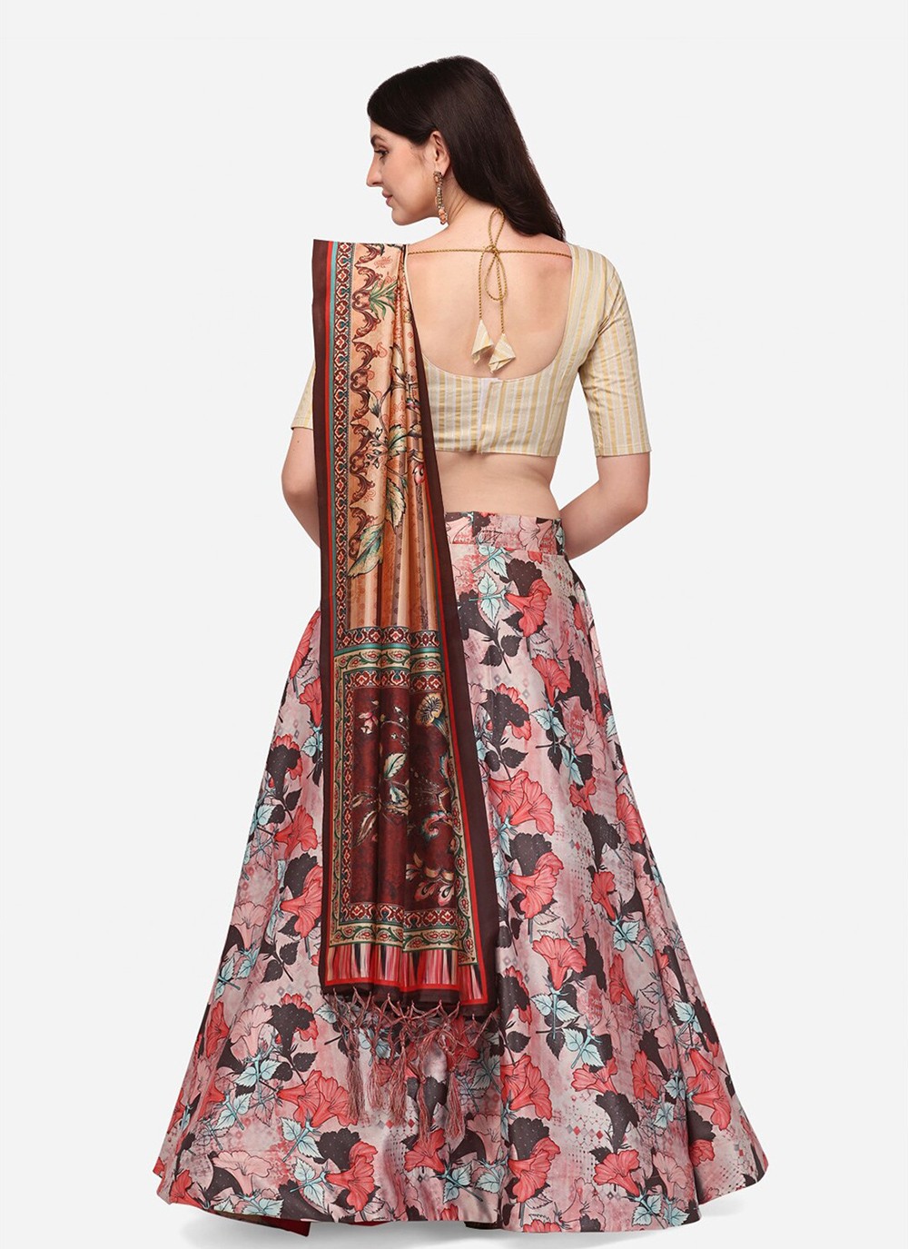 Digital Print Satin Silk A - Line Lehenga - L2115