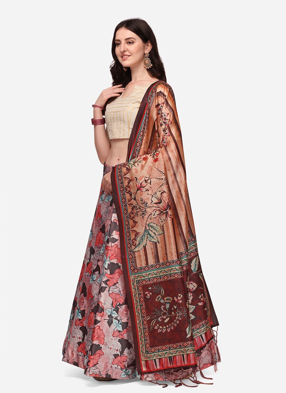 Digital Print Satin Silk A - Line Lehenga - L2115