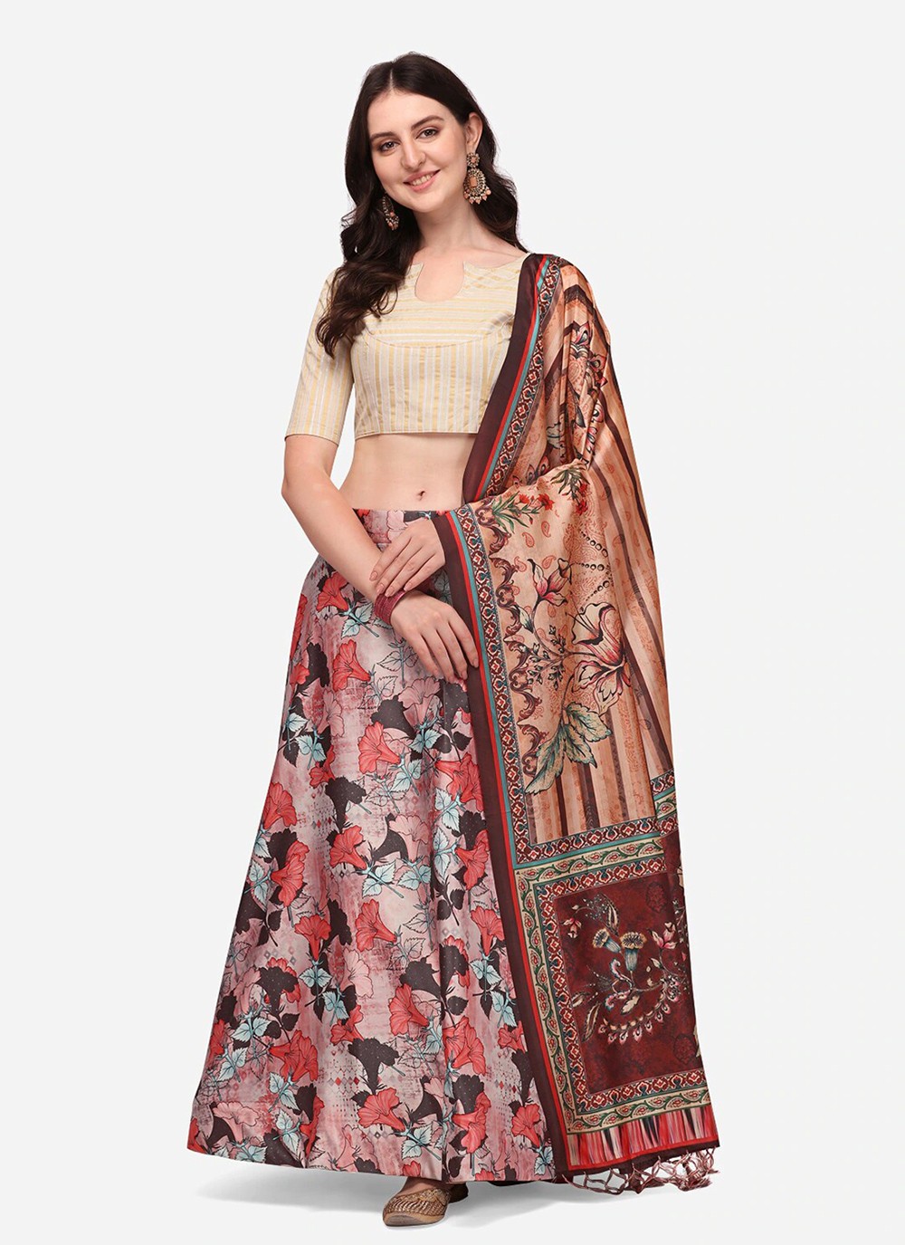 Digital Print Satin Silk A - Line Lehenga - L2115