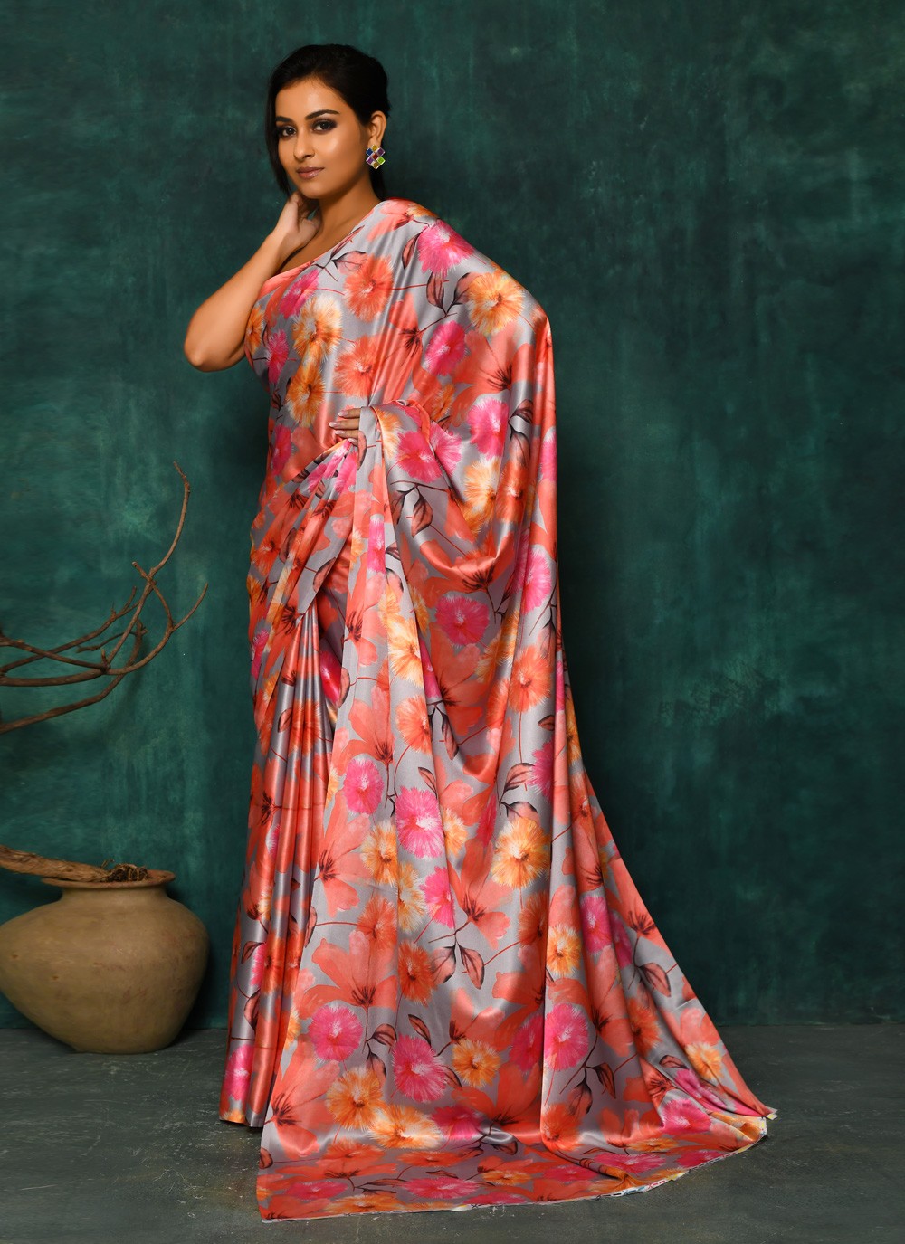 Classic Digital Print Faux Georgette Saree - S2174