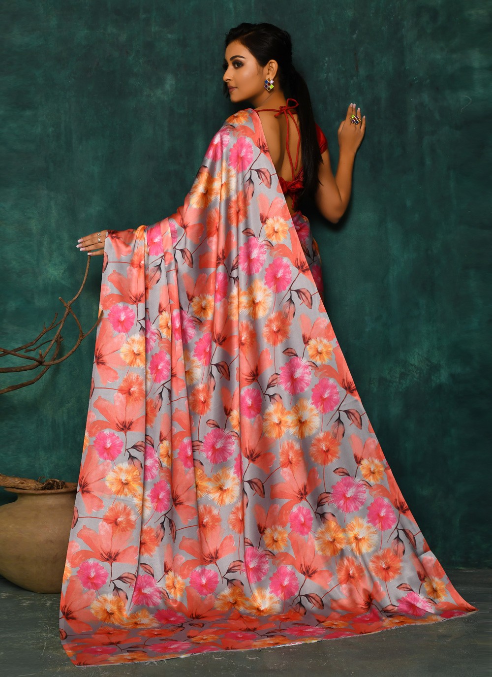 Classic Digital Print Faux Georgette Saree - S2174