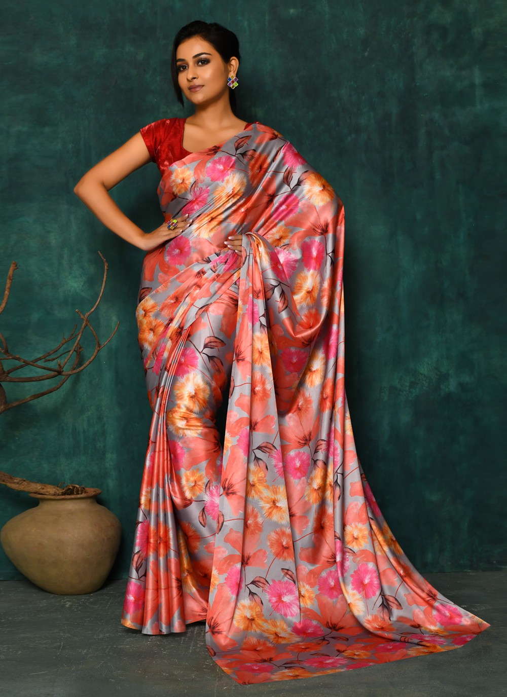 Classic Digital Print Faux Georgette Saree - S2174