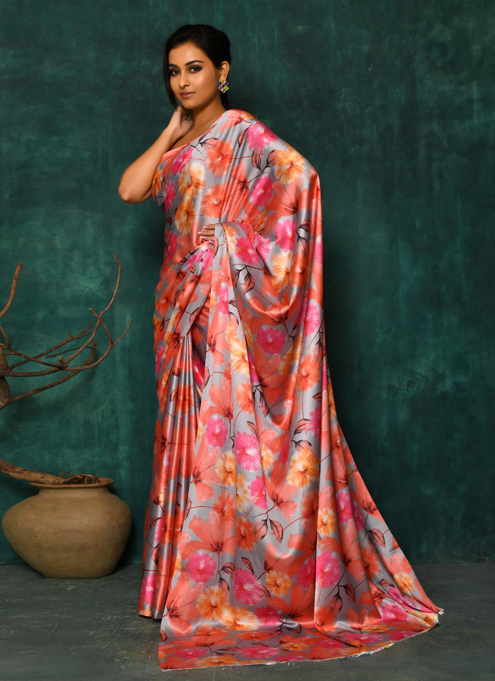 Classic Digital Print Faux Georgette Saree - S2342