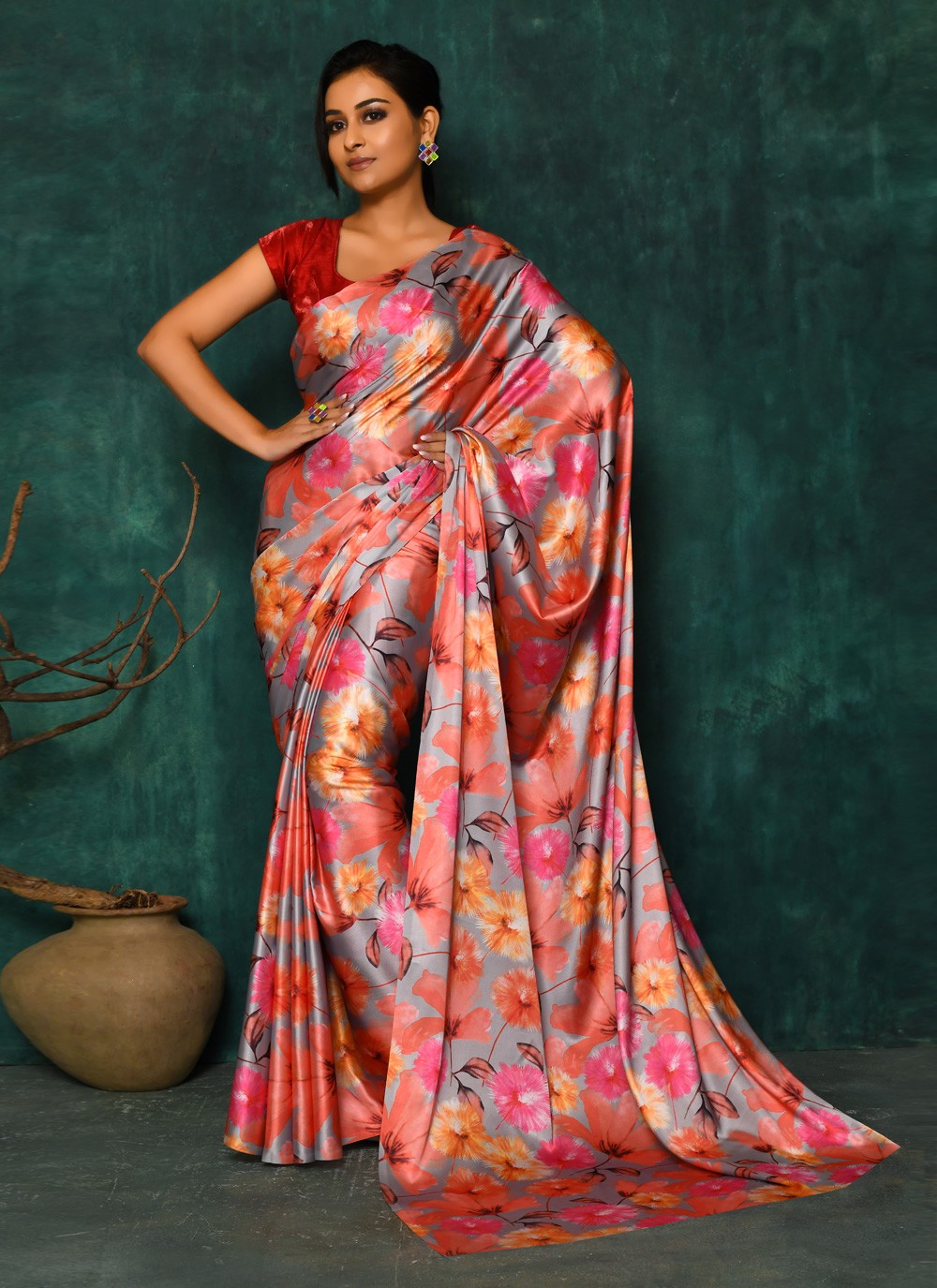 Classic Digital Print Faux Georgette Saree - S2342