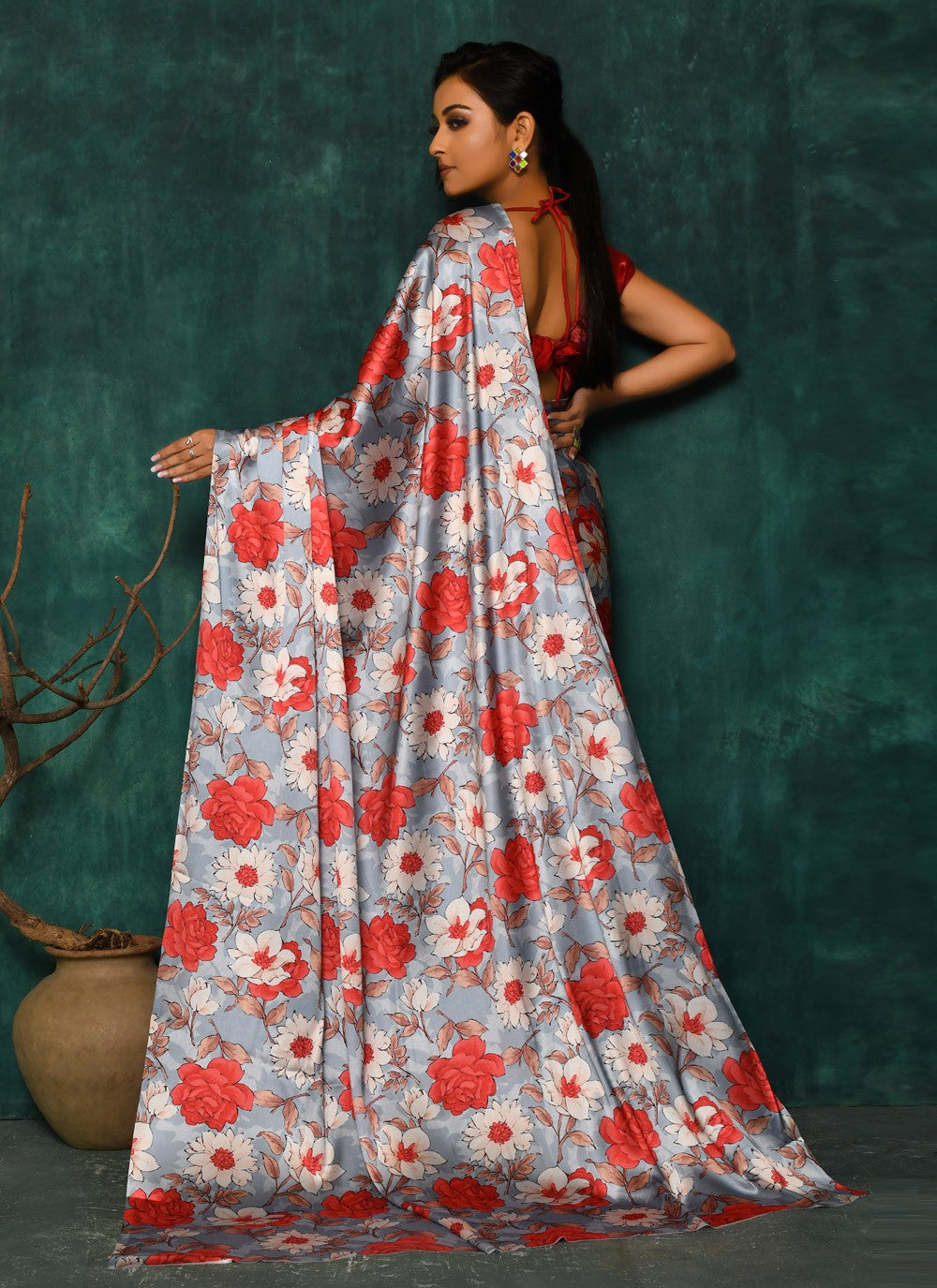 Classic Digital Print Faux Georgette Saree - S2342