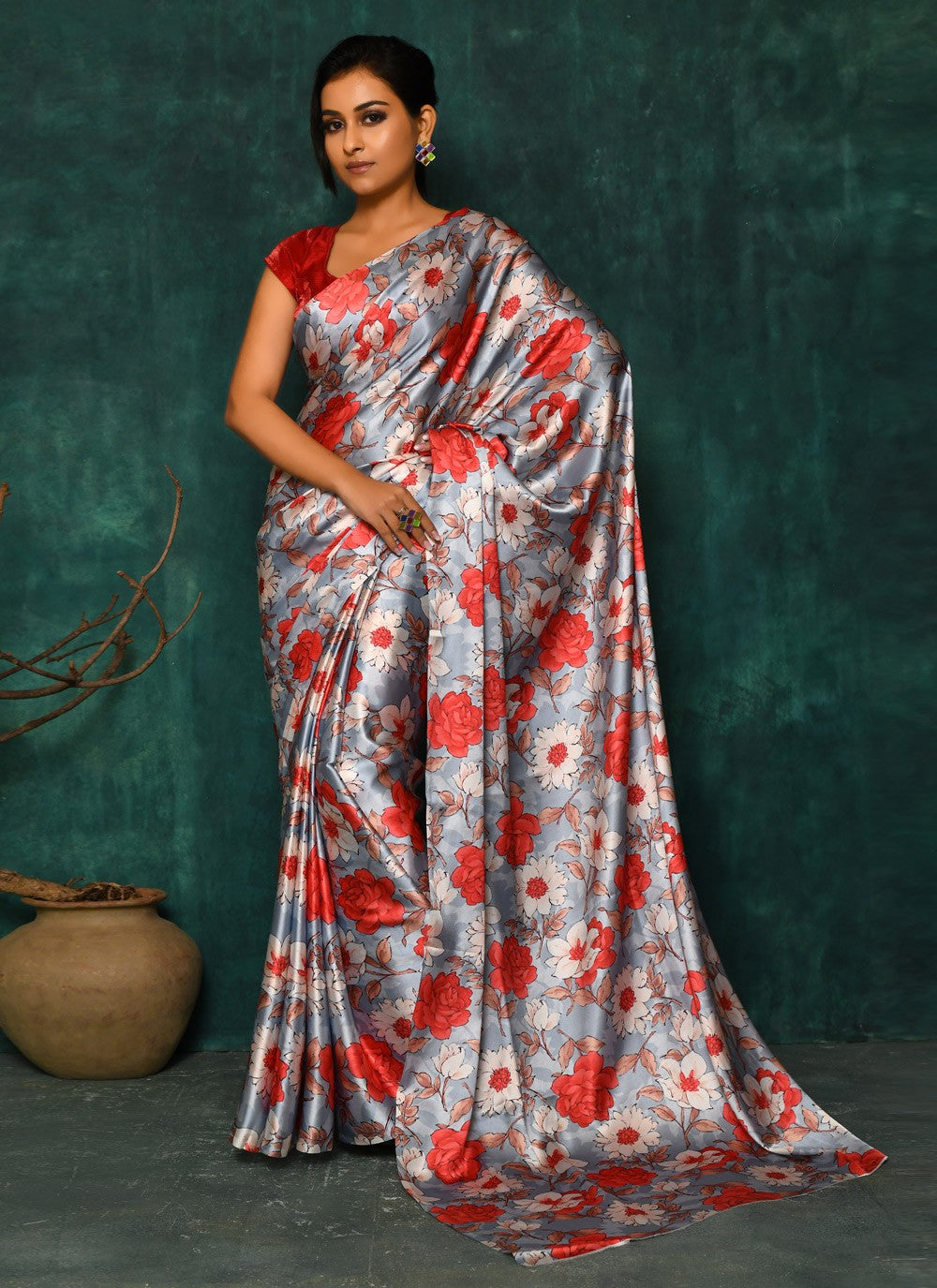 Classic Digital Print Faux Georgette Saree - S2342