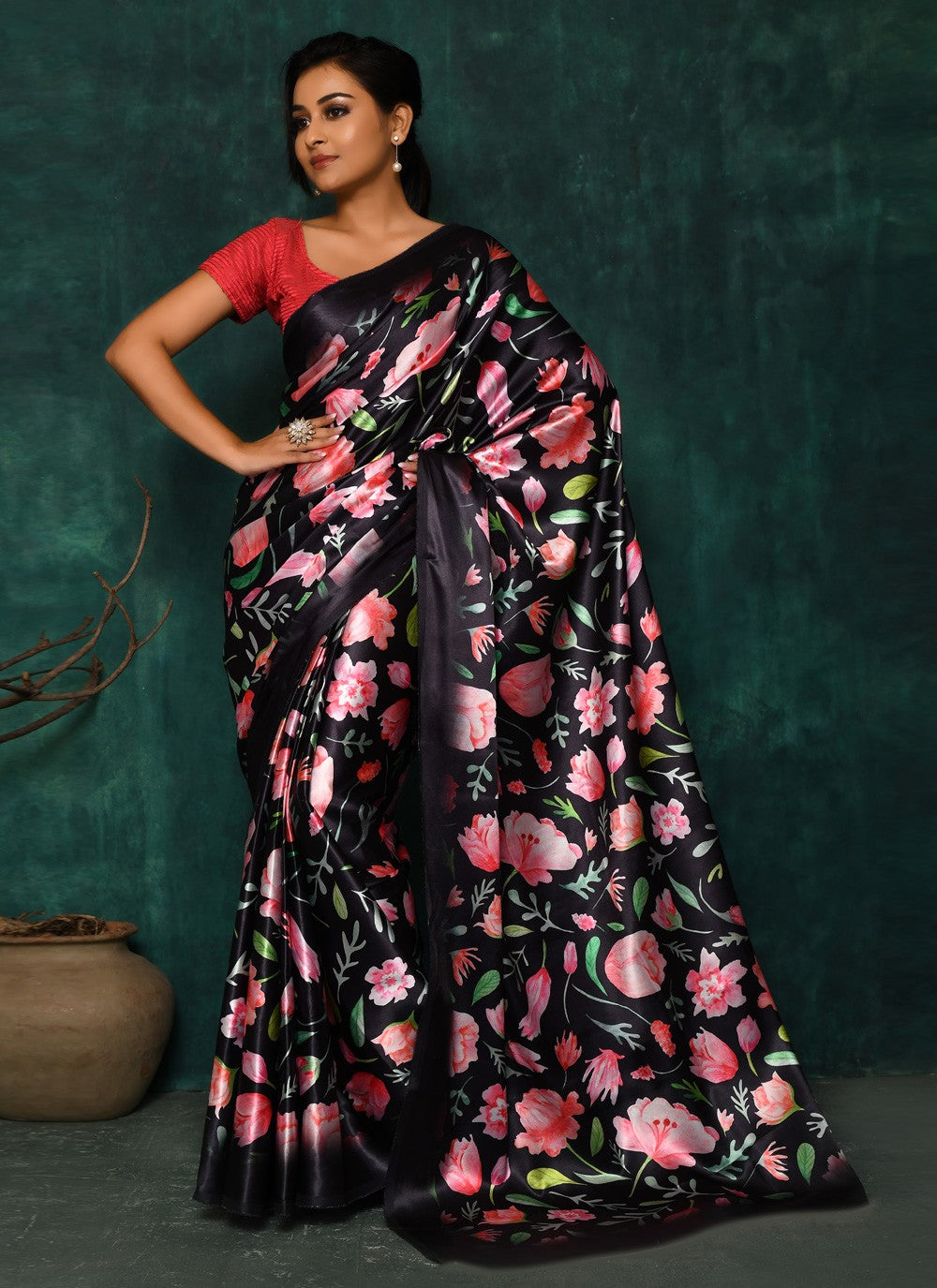 Classic Digital Print Faux Georgette Saree - S2342