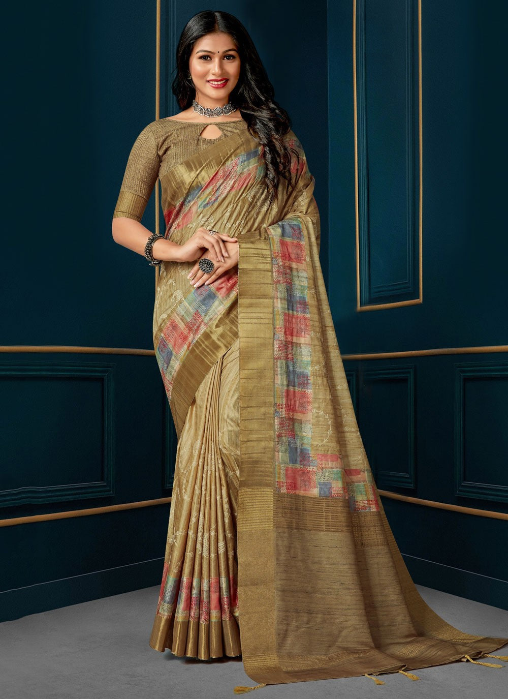 Classic Digital Print Silk Saree - S4691