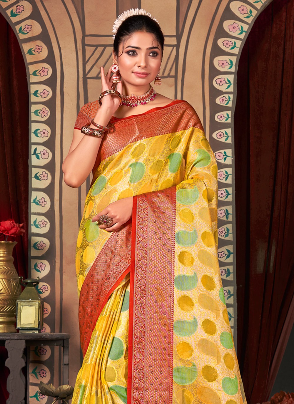 Classic Embroidered Organza Saree - S2553