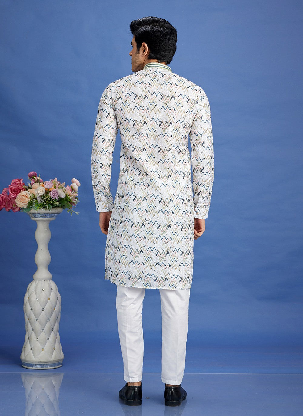 Digital Print Cotton Multi Colour Kurta Pyjama - M6933