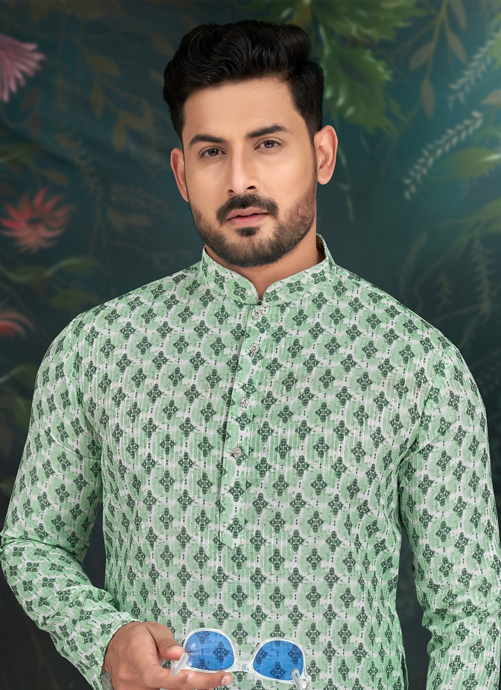 Embroidered Rayon Multi Colour Kurta Pyjama - M6579