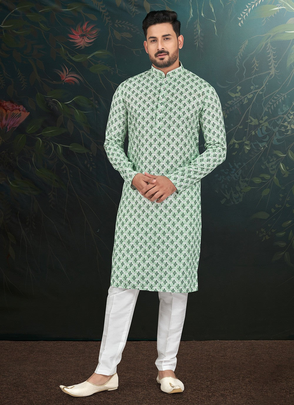 Embroidered Rayon Multi Colour Kurta Pyjama - M6579