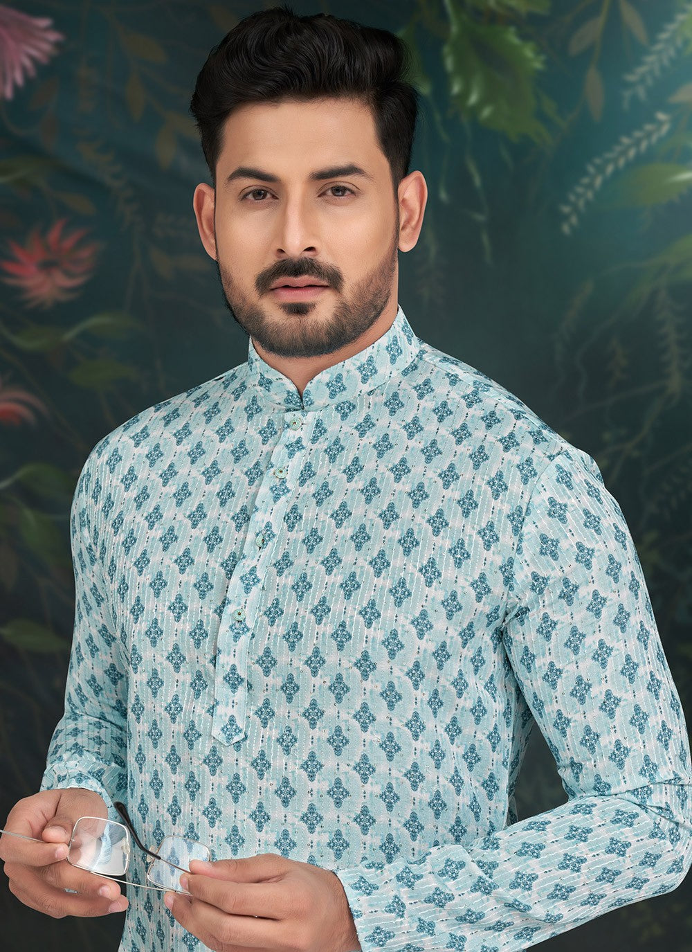 Embroidered Rayon Multi Colour Kurta Pyjama - M6576