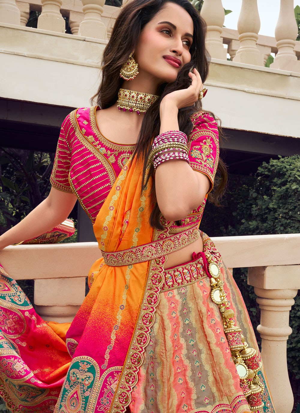 Embroidered Silk A - Line Lehenga - L2244