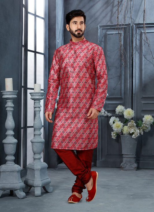 Digital Print Silk Multi Colour Kurta Pyjama - M3044