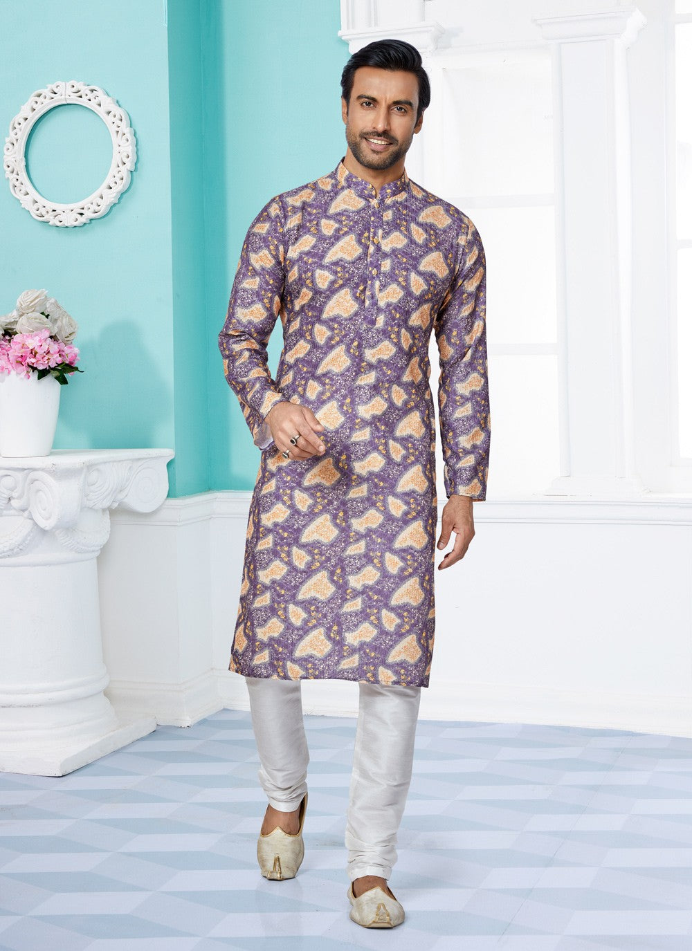 Digital Print Fancy Fabric Multi Colour Kurta Pyjama - M5083