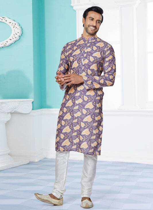 Digital Print Fancy Fabric Multi Colour Kurta Pyjama - M5083