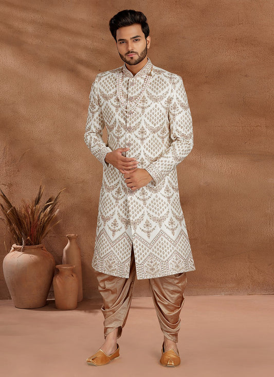 Fancy Work Velvet Multi Colour Indo Western Sherwani - M2787