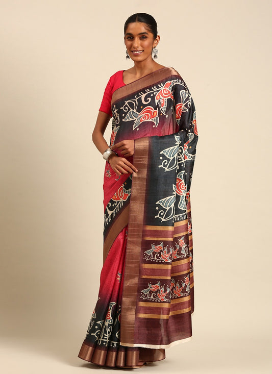 Casual Digital Print Cotton Saree - S7458