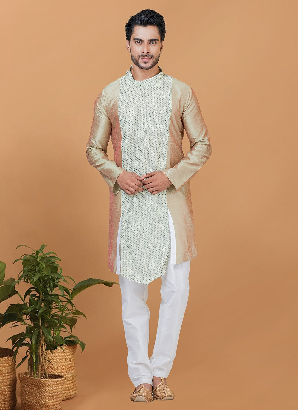 Digital Print Banarasi Silk, Cotton Multi Colour Kurta Pyjama - M5965