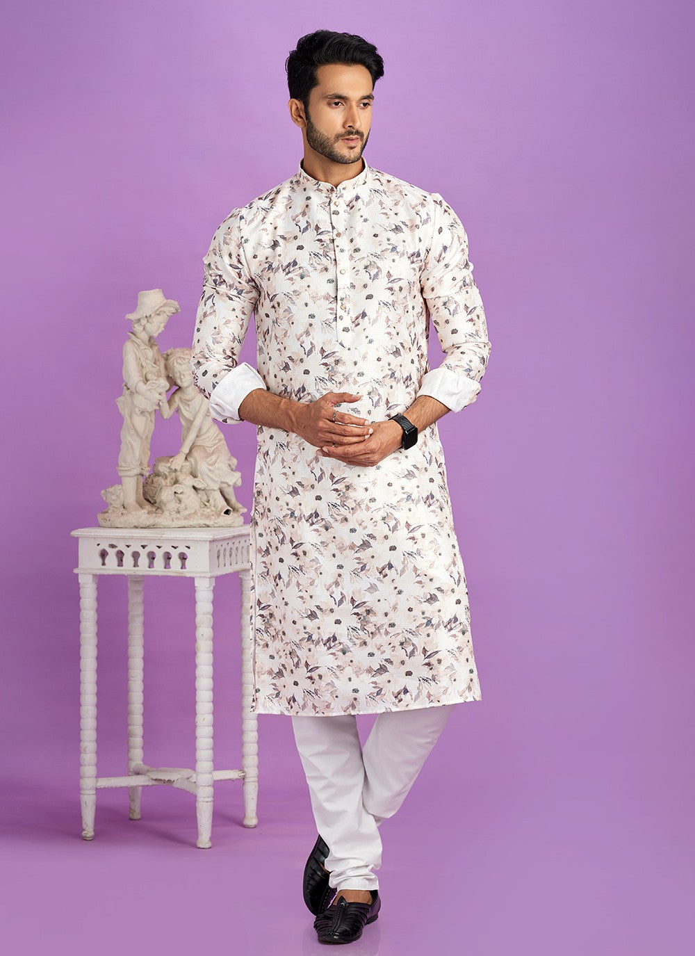 Digital Print Cotton Multi Colour Kurta Pyjama - M6959