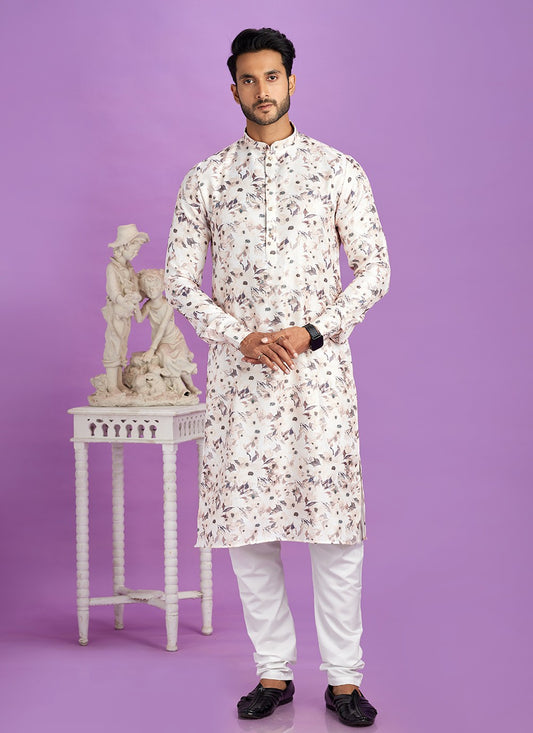 Digital Print Cotton Multi Colour Kurta Pyjama - M6959