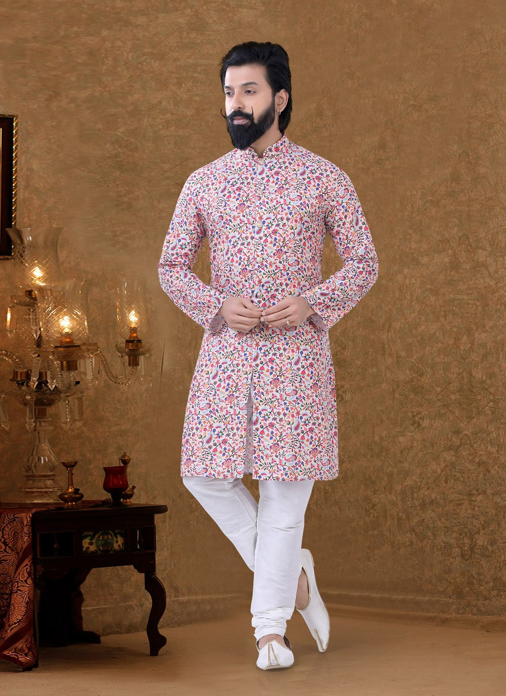 Digital Print Cotton Multi Colour Kurta Pyjama - M3962