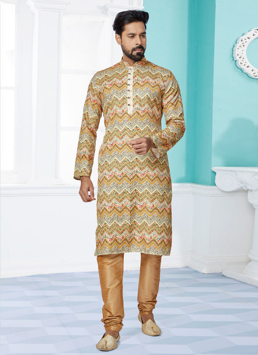 Digital Print Fancy Fabric Multi Colour Kurta Pyjama - M5098