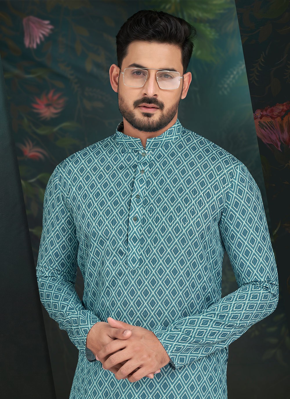 Embroidered Rayon Multi Colour Kurta Pyjama - M6581