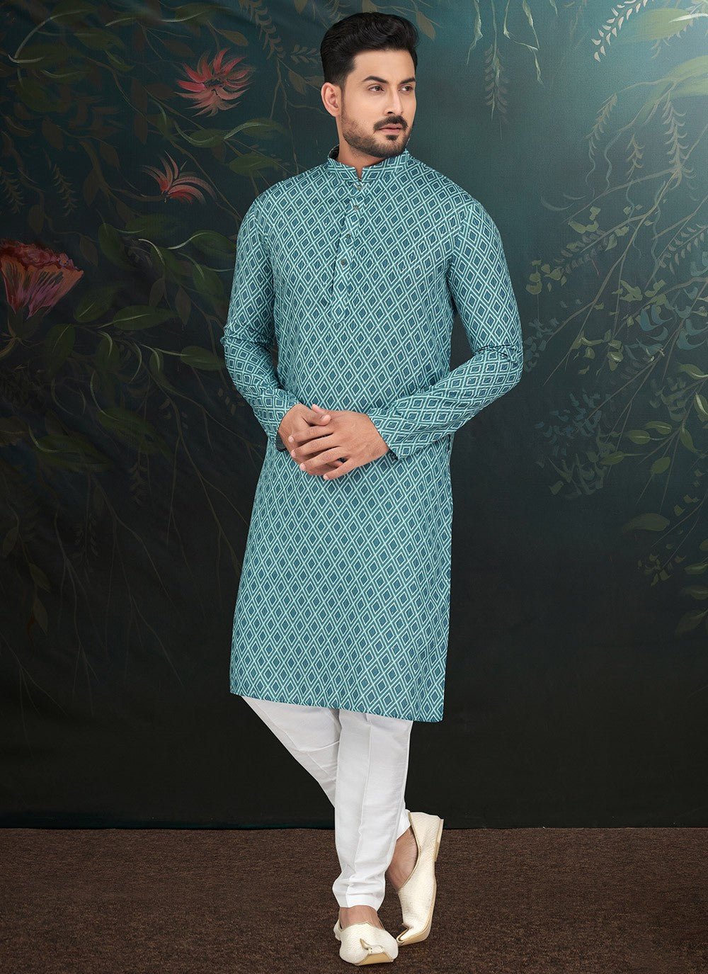 Embroidered Rayon Multi Colour Kurta Pyjama - M6581