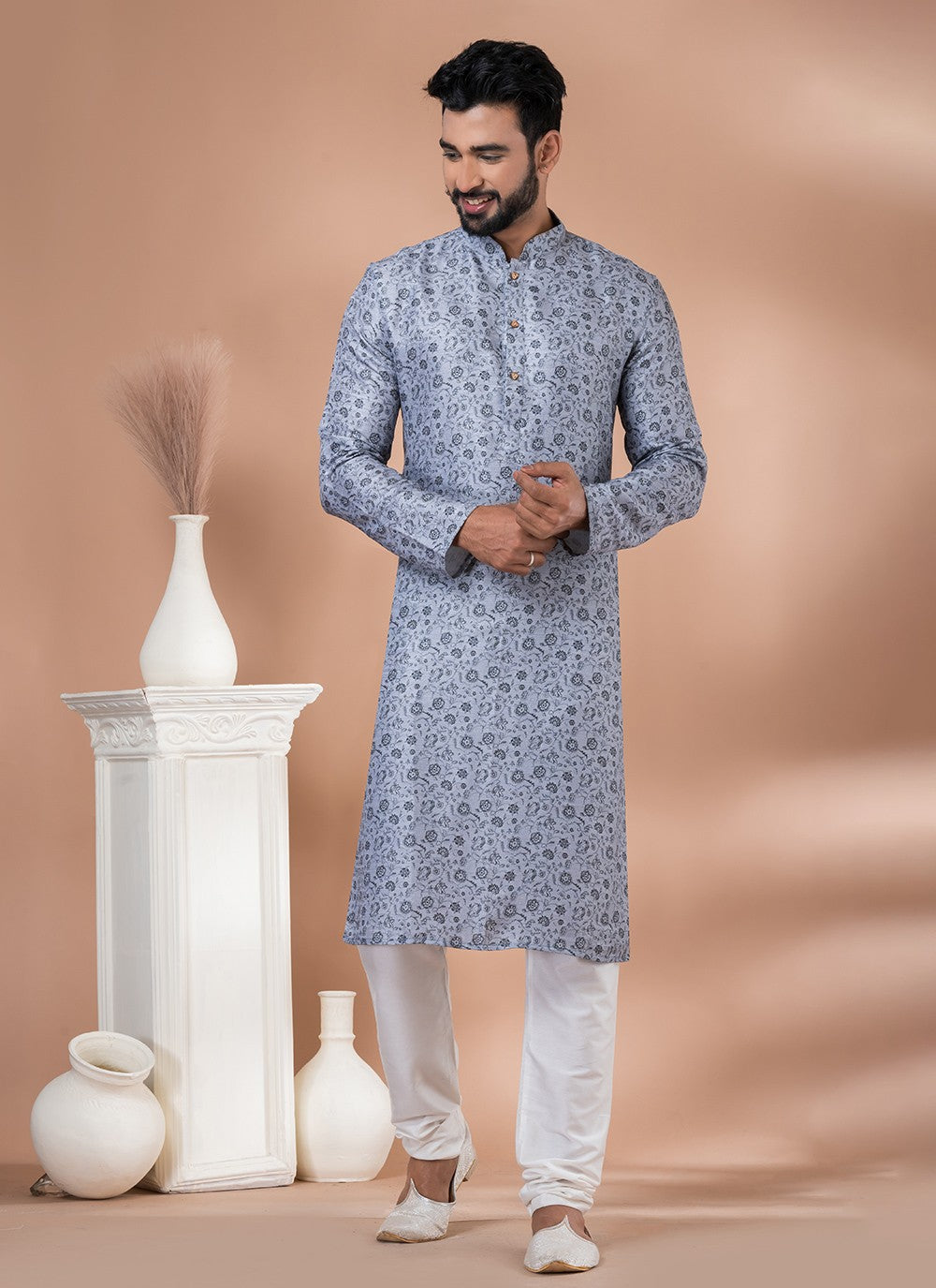 Digital Print Cotton Multi Colour Kurta Pyjama - M6996