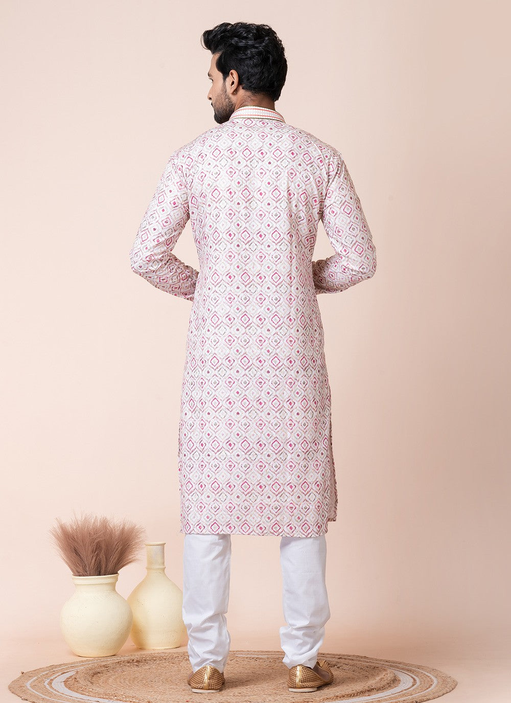 Printed Cotton Multi Colour Kurta Pyjama - M8573