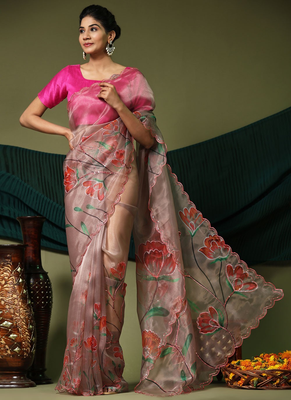 Classic Cut Work Organza Saree - S6310