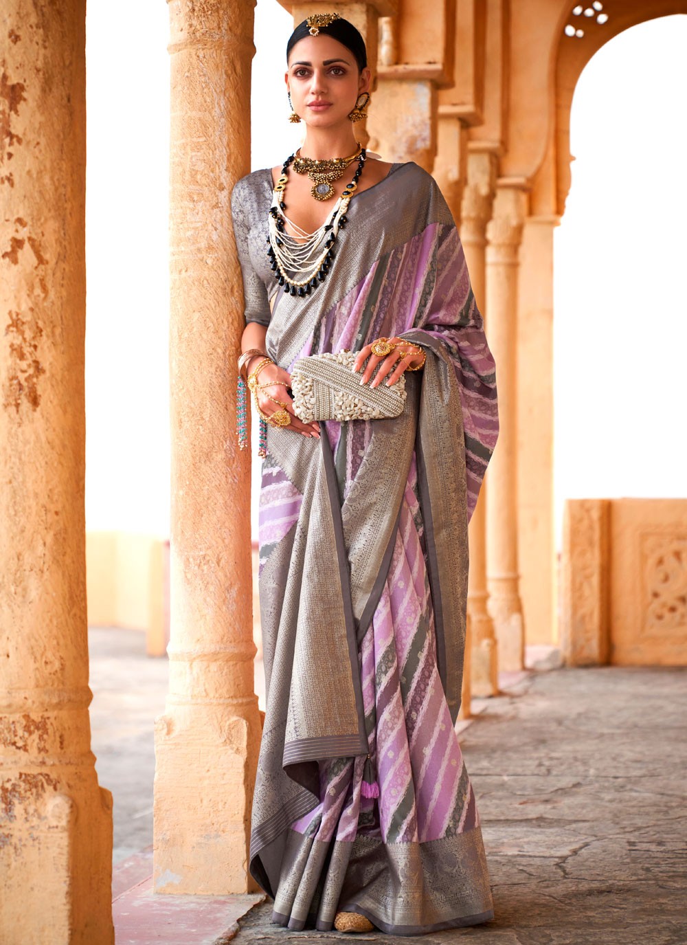 Classic Foliage Prints Viscose Saree - S8919