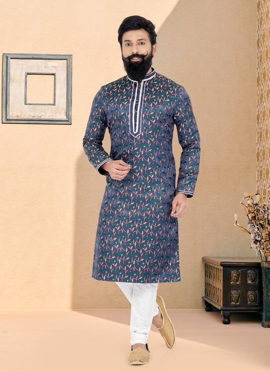 Jacquard Work Jacquard Silk Multi Colour Kurta Pyjama - M4936