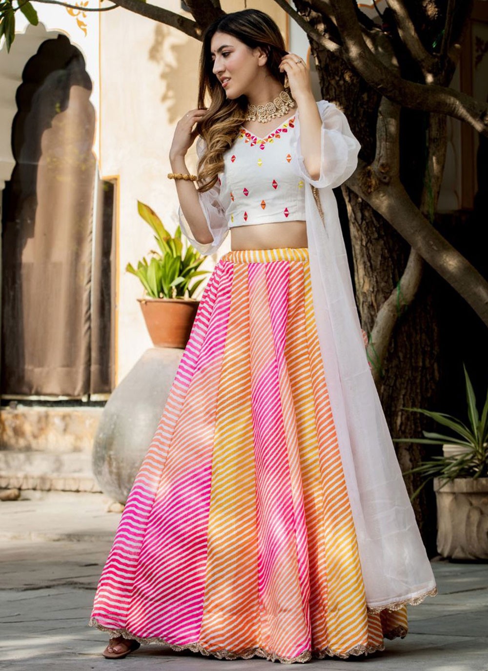 Digital Print Organza A - Line Lehenga - L2272