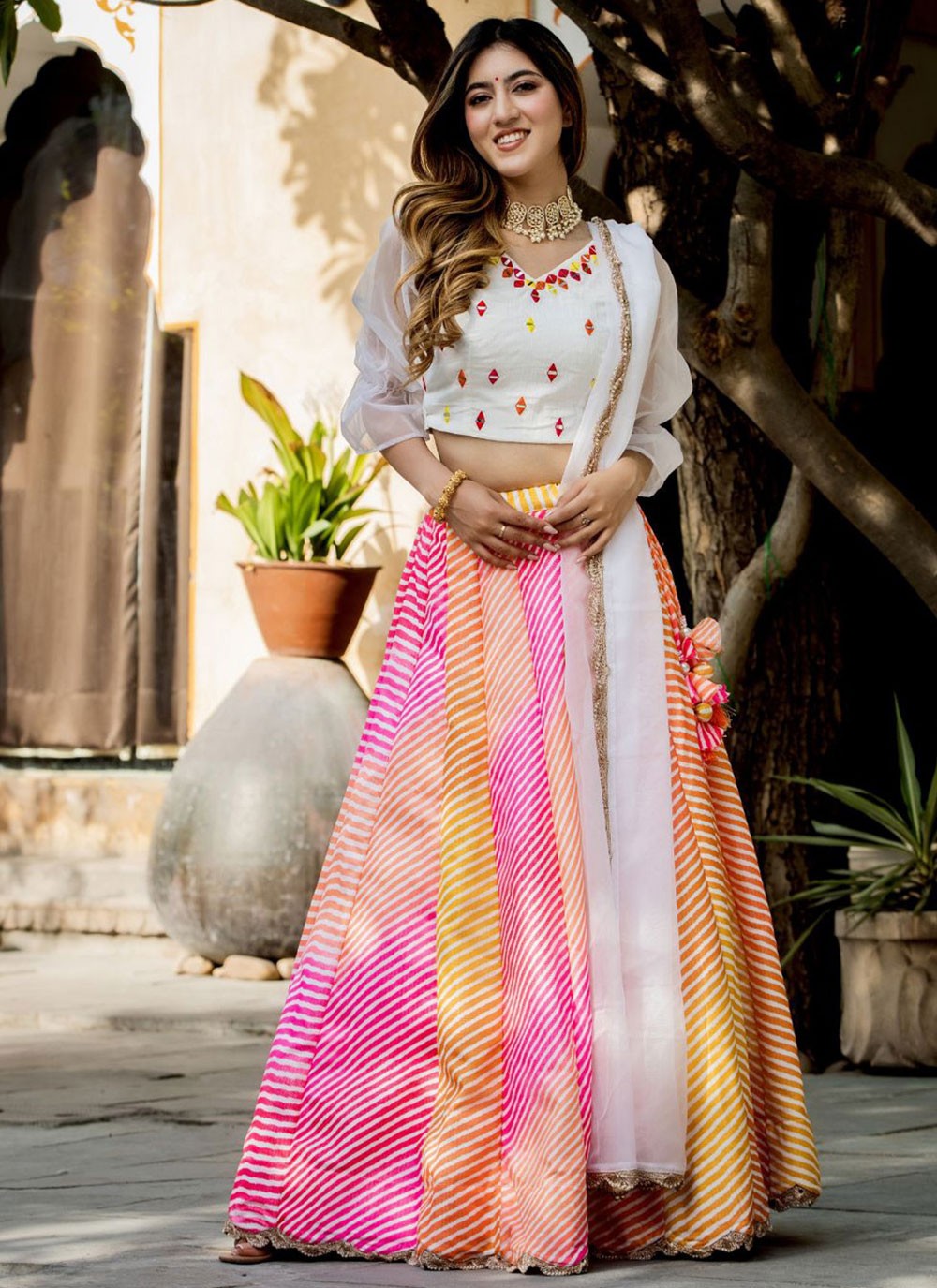 Digital Print Organza A - Line Lehenga - L2272