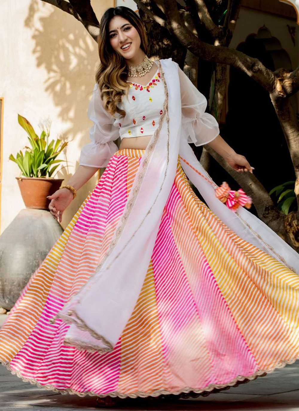 Digital Print Organza A - Line Lehenga - L2272