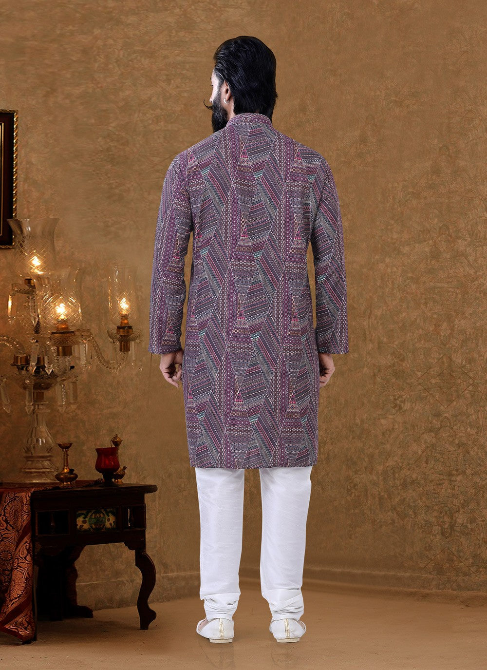 Digital Print Cotton Multi Colour Kurta Pyjama - M3972