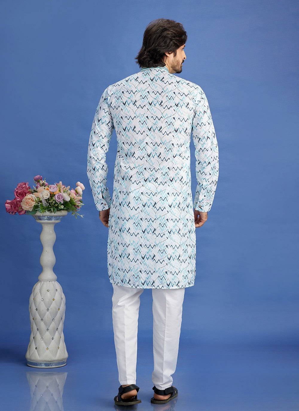 Digital Print Cotton Multi Colour Kurta Pyjama - M6934