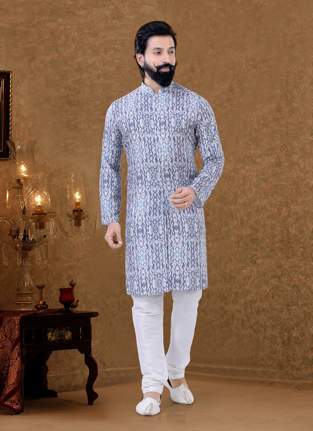 Digital Print Cotton Multi Colour Kurta Pyjama - M3967