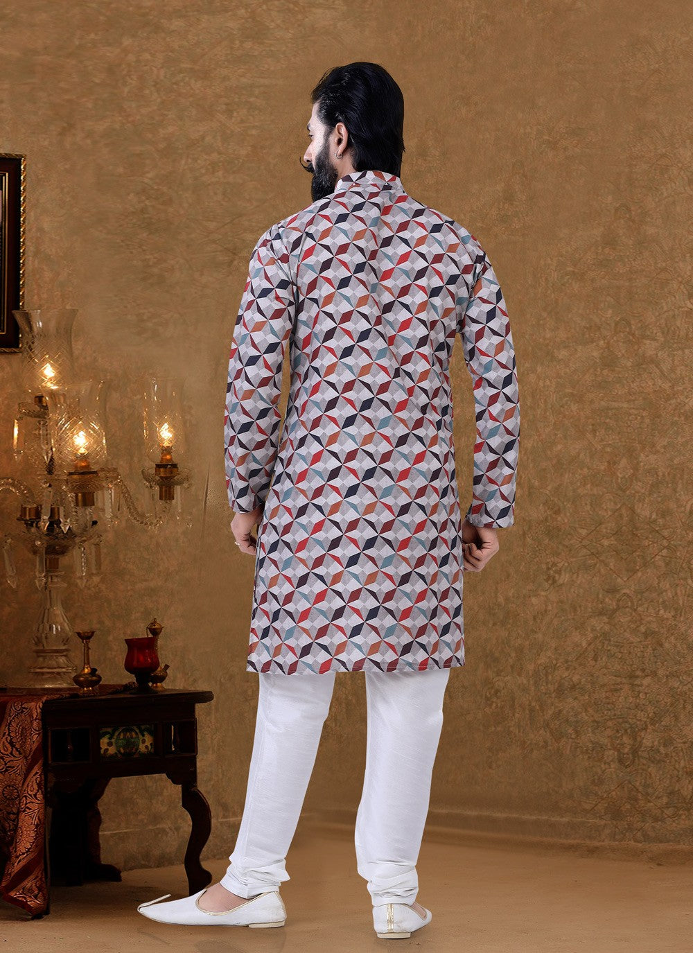 Digital Print Cotton Multi Colour Kurta Pyjama - M3973