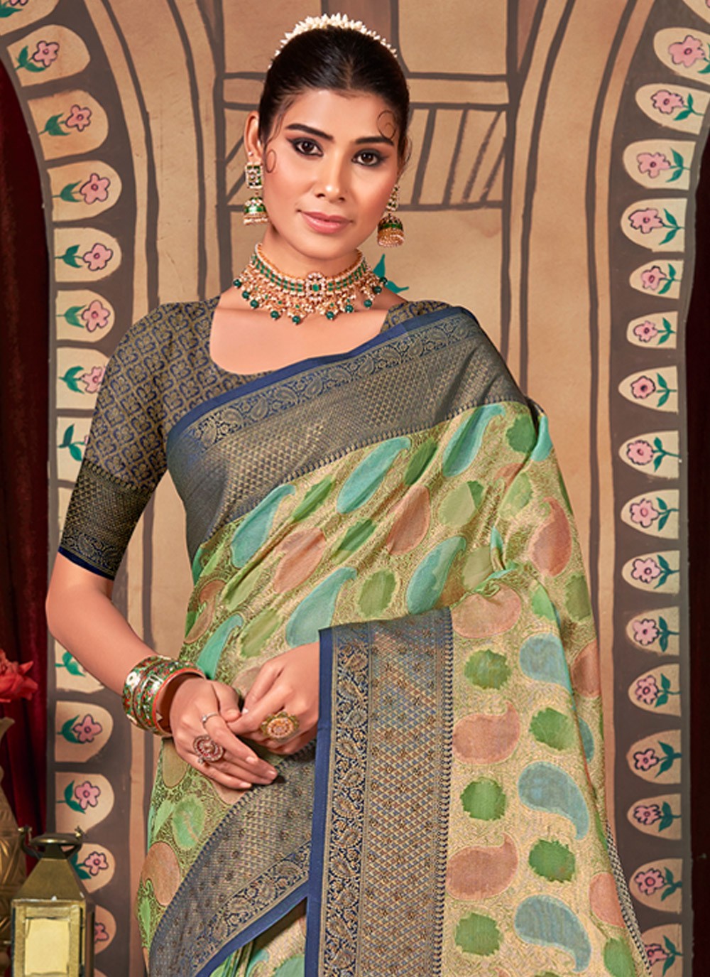 Classic Embroidered Organza Saree - S2553