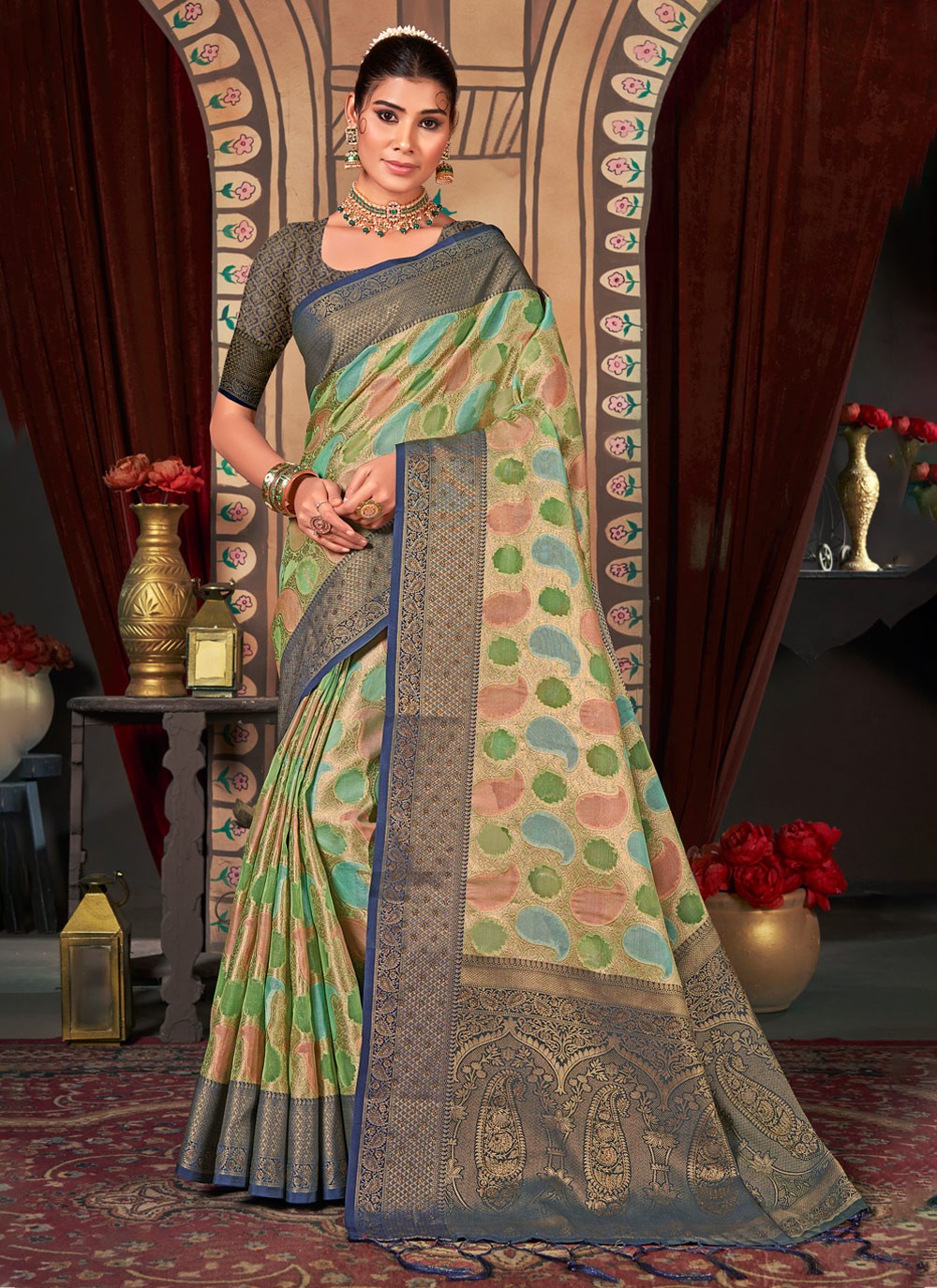 Classic Embroidered Organza Saree - S2553