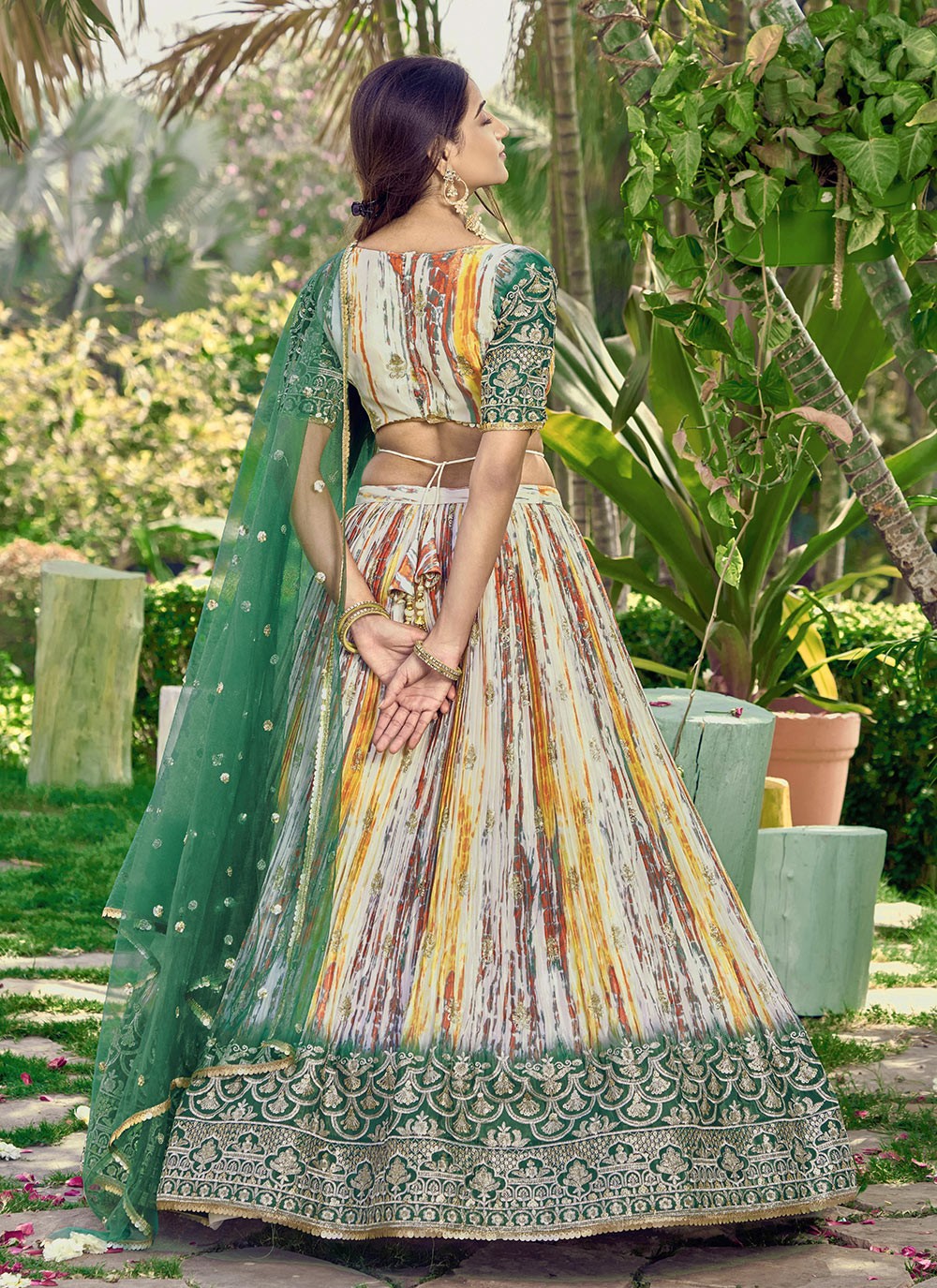 Digital Print Chinon A - Line Lehenga - L1714