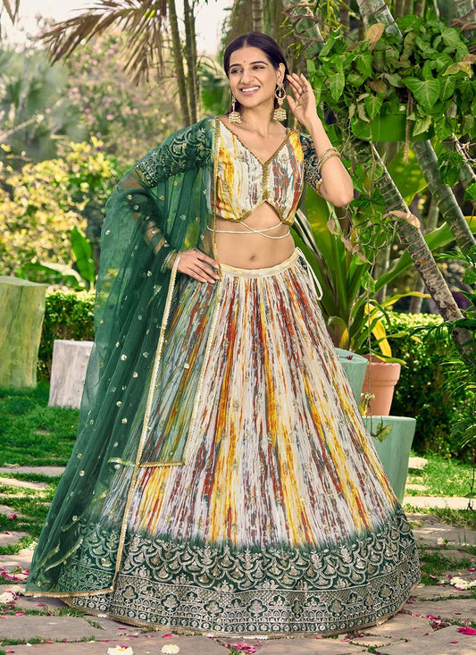 Digital Print Chinon A - Line Lehenga - L1714