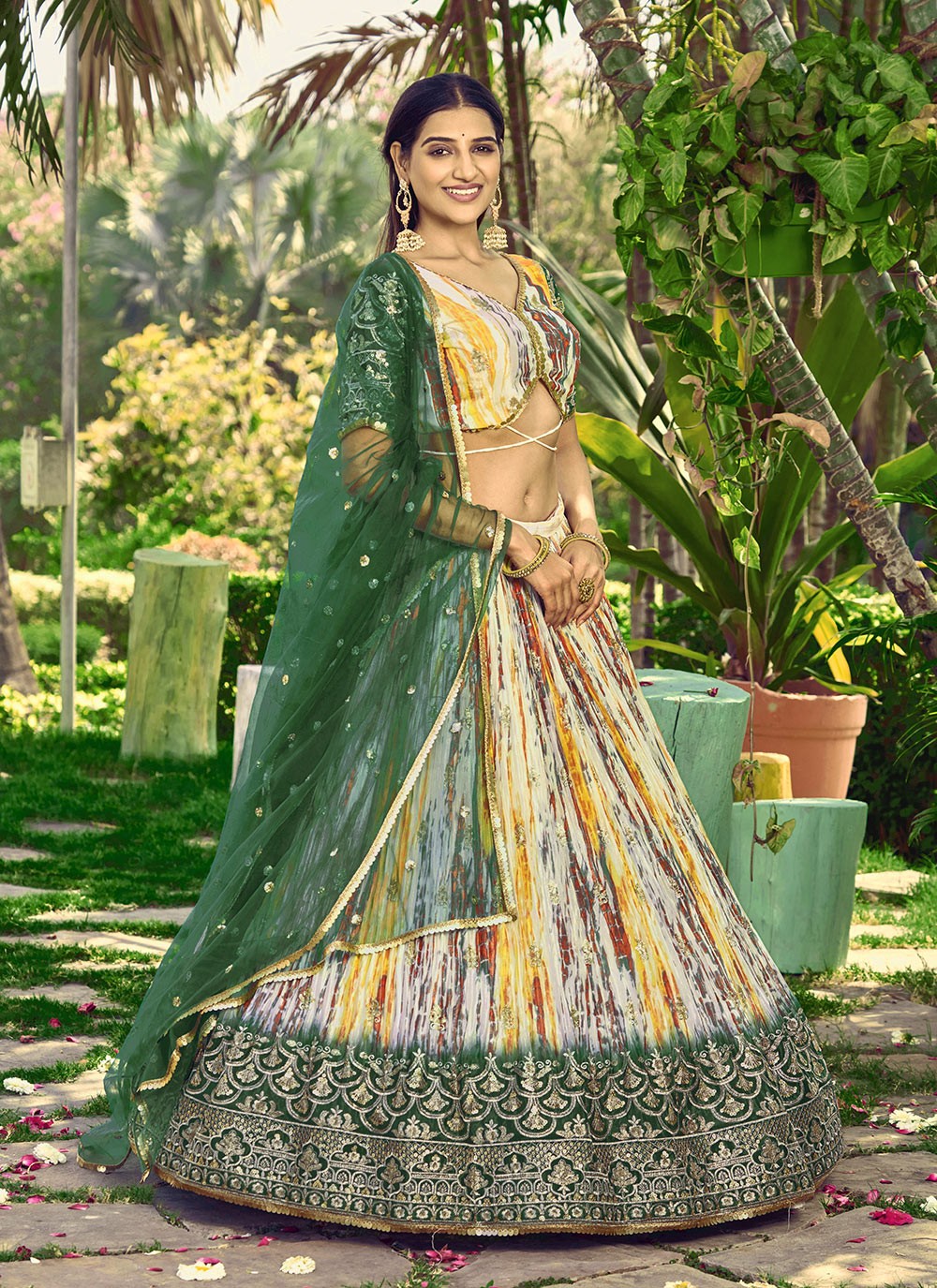 Digital Print Chinon A - Line Lehenga - L1714