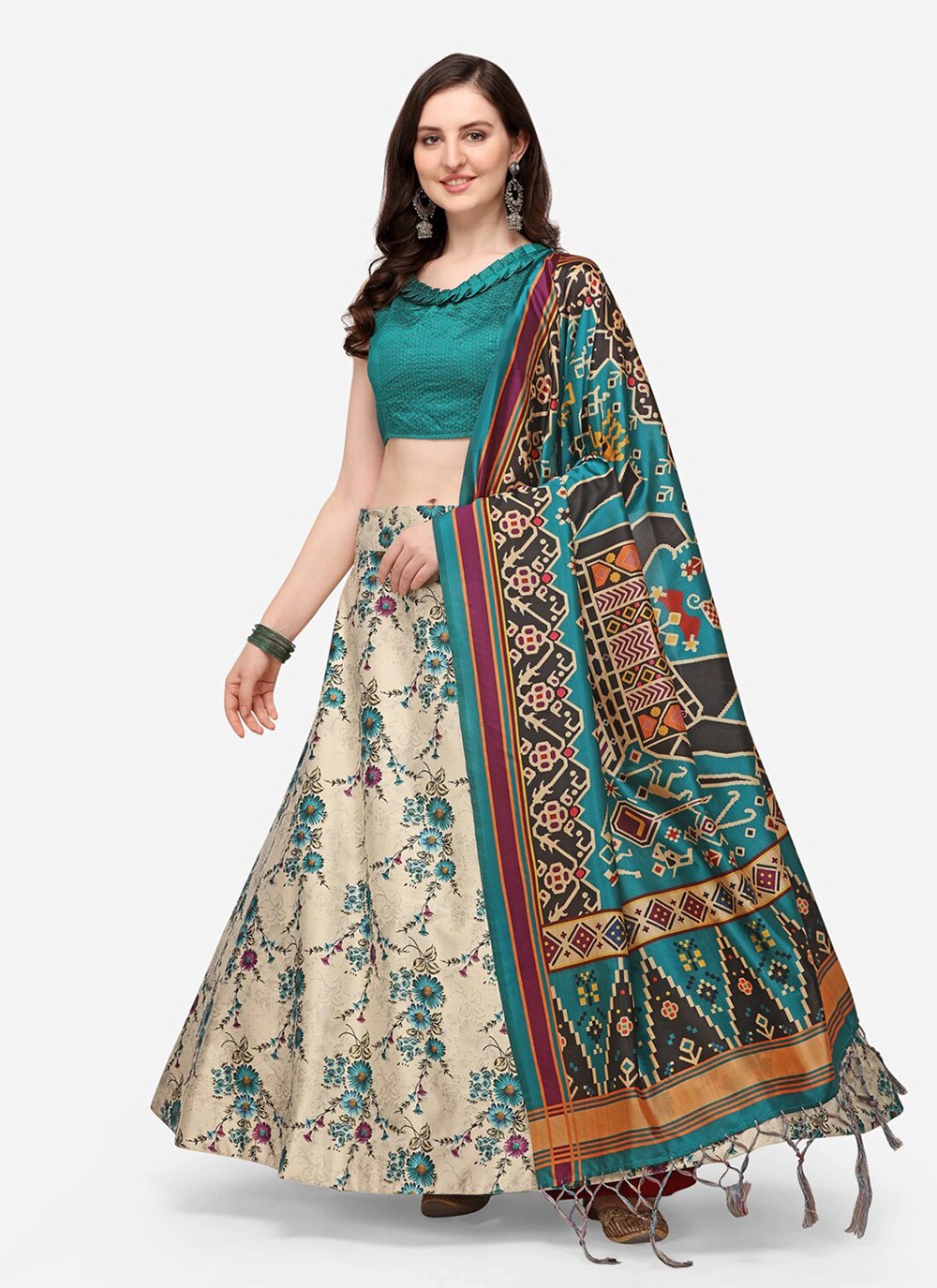 Digital Print Satin Silk A - Line Lehenga - L2124