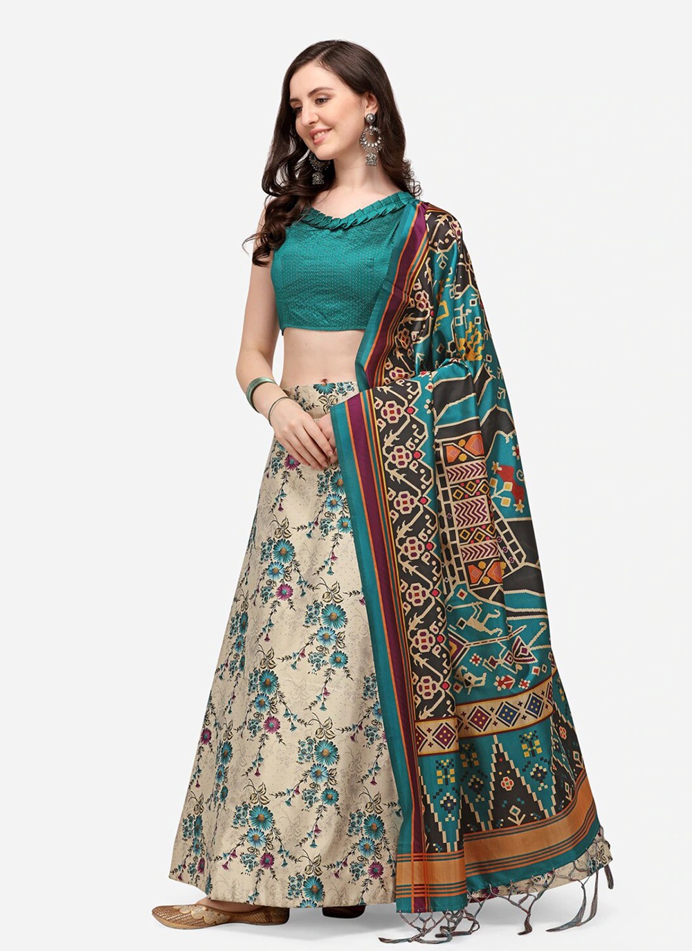 Digital Print Satin Silk A - Line Lehenga - L2124